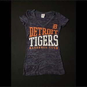 XS Ladies MLB Detroit Tiger Blue Burnout Tee